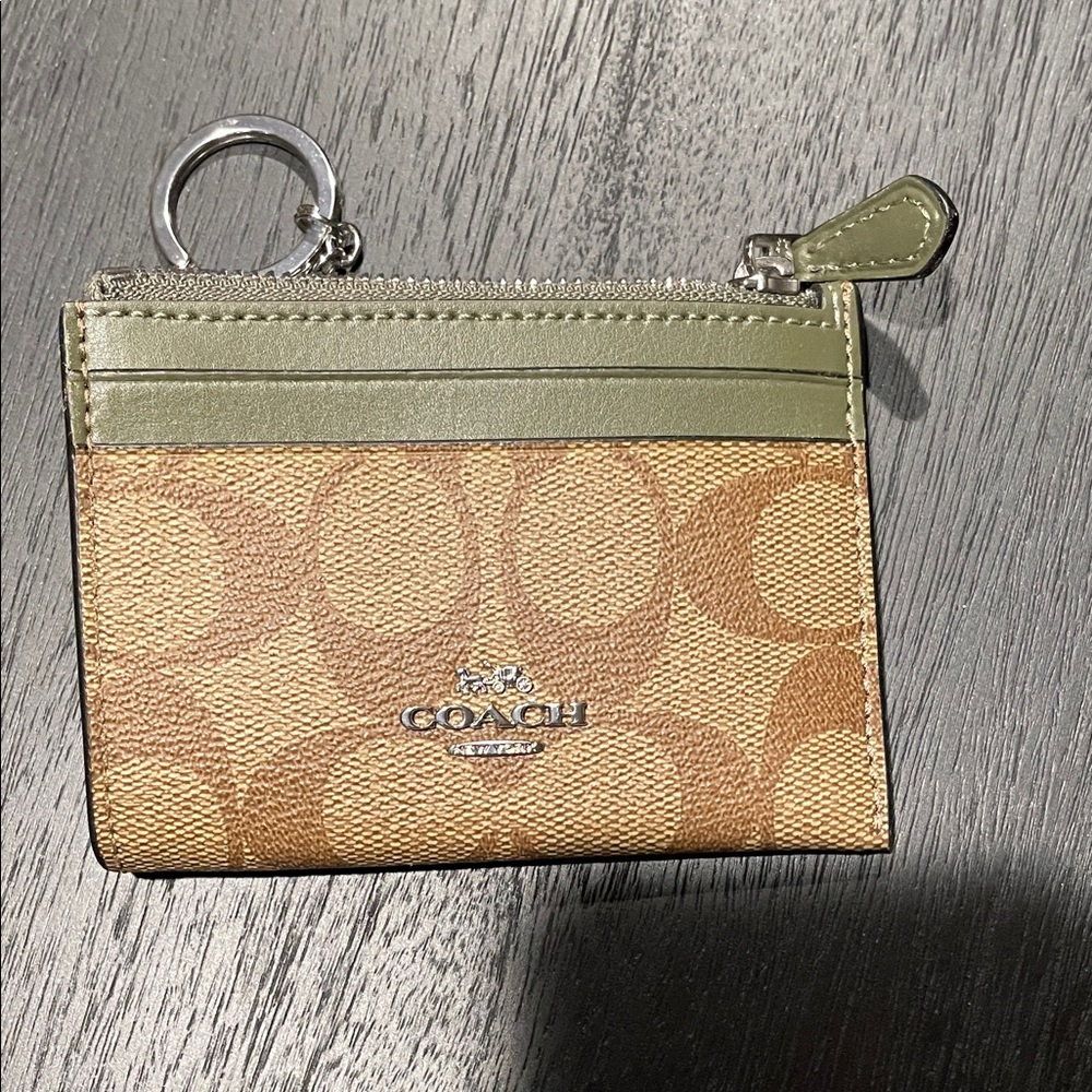 Coach Tan and Olive Key & Card Holder